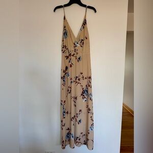 Lush Cream and Blue Maxi Sundress for Wedding Guest